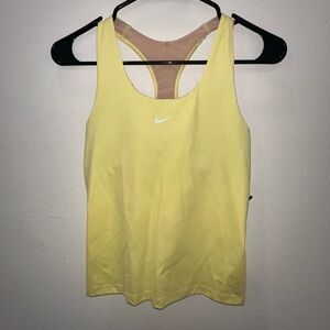 Nike Yellow Fitted Tank Top with Racerback